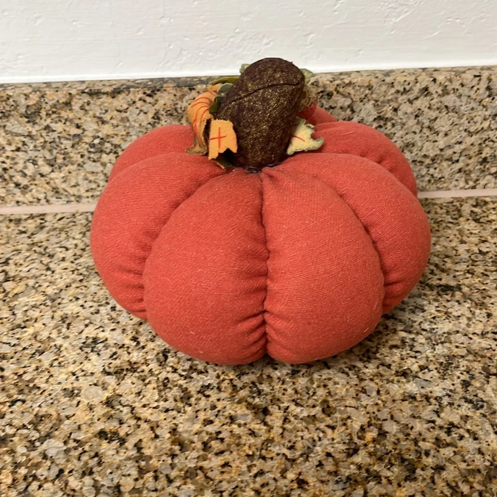 Rust Orange Fabric Pumpkin Decor - Picture 2 of 4